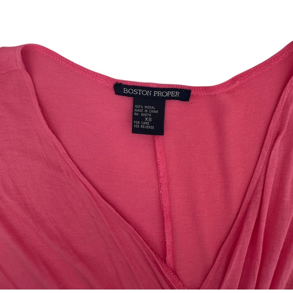 Boston Proper Babydoll Top Womens XS Coral Modal Empire Waist Surplice V-Neck - Picture 8 of 9